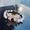 Bracelets de charme Design Bijoux de mode Haut de gamme Naturel Perle d'eau douce Cristal Papillon Extensible Réglable Femme BraceletCharm Lars2