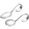 Hotel and Restaurant Use Stainless Steel Canape Serving Spoon Shiny Polish Stainless Steel Sea Food Serving Spoon with Bendy Handle DH3351