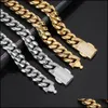 Cadenas Collares Colgantes Joyería Moda Hip Hop Hombres Collar Pulsera Cadena de eslabones cubanos 18K Chapado en oro Diseñador Stainle Dhghe