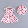 Vestidos de menina Baby Mini Dress Strawberry Hat Hat Spender