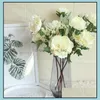 Decorative Flowers Wreaths Festive Party Supplies Home Garden Artificial Peony Bouquet Decoration Fake Silk Single Stem Floral Wedding Dec