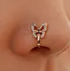 Crystal Butterfly Fake Нос Кольцо без пирсинга на носовом кольце Индийский стиль нос манжеты пирсинг перегородка Nariz ювелирные изделия GC856