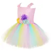 Flickor klänningar pastellrollar kostymer magiska fairy tutu klänning med hår båge barn halloween fancy klänningar barn cosplay tyll outfit 220423