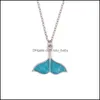 Collares pendientes Collar de cola de pez Océano Mar Azul Ballena Sirena Beautifly Joyería de lujo Luminoso Bebé Dhuwr