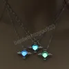 Lysande hänge silver hjärtmode fluorescens hänge halsband glöd i de mörka halsband kvinnorna halloween smycken gåvor
