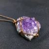 Naszyjniki wiszące ręczne Wrap Warkocz Reiki leczenie surowe minerały naturalny klaster Naszyjnik kwarcowy Ametysts Crystal Femme Collierpendant