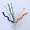 8x200mm 10 colors Reusable Eco Borosilicate Glass Drinking Straws High temperature resistance Clear Colored Bent Wavy Milk Cocktail Straw FY5320 hh0426