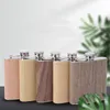 6oz Portable Pocket Stainless Steel Hip Flask Flagon Wood Grain Pattern Whiskey Wine Pot Drinker Alcohol Bottle Travel Tour Drinkware HY0412