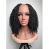 Mongolian 4A 3C U-Part Kinky Curly Pruik voor vrouwen 100% HUNDER HAAR AFRO KINKYS CURLYSS V DEEL KORTE BOB GESNELDE WIG Full-end machine pruiken