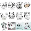 2019 Ny 100% 925 Sterling Silver Heart Shaped Cute Animal Pig Cow Horse Deer Charm Fit DIY Bracelet Mode Original Smycken AA220315