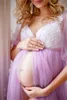 Fotografía de la fotografía de maternidad para el vestido de boda largo vestido de algodón Embarazo fotográfico Foto de tiro con cuello en V Embarcadero 2022