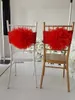 16 stcs rode spandex stoelband vleugeltjes met organza -bloem voor bruiloft verjaardagsfeestje decoratie