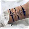 Manschettarmband smycken 5st/set sier kvinnlig s￶t enkel karta tallhj￤rta tassel Braid Armband Set Hypoallergenic Gift Drop Delivery 2021 Uymz