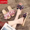 Asifn Summer Slippers Women Fresh Cute Style Bow Linen Beautiful Home Soft Breathable Antislip Ladies Sweet Flat Slippers J220716