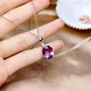 Anhänger Halsketten Natürliche Amethyst Halskette Weibliche Japanische und Koreanische Mode 925 Silber Überzogene Intarsien Senden Kette Unterstützung ErkennungAnhänger