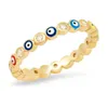 14k Gold Plated Rhinestone Filled Evil Eye Ring Justerbara stapelbara ringar Minimalistiska skyddsmycken för kvinnors flickor