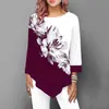 Casual Women Summer T shirt Fashion Printed Patchwork Stretch Loose Shirt Clothes Irregular Tops 220728
