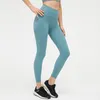 L108b Calças justas de cintura alta sem linha T Fiess Calças de ioga Nude Sense Summer Sweatpants Respiráveis Mulheres Leggings elásticas Calças esportivas de cor sólida com