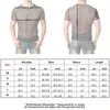 Men's Red Sexy Fishnet See Through T-shirt Fashion Manga Curta Mesh Transparente Tshirt Men Hip Hop Hipster Tee Shirt Homme 220516