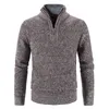 Maglioni da uomo Maglioni lavorati a maglia spessi e caldi da uomo Autunno solido Dolcevita a maniche lunghe Mezza zip in pile Cappotto comodo invernale Maschile