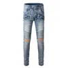 Jeans de designer de homens grandes e altas calças com jeans de buraco para homem skinny rock moto