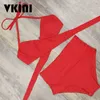 Cross Bandage Badpak Push Up Bikini Vrouwen Hoge Taille Set Zomer Sexy Badmode Vrouwelijke Halter Badkamers Smaak 220408