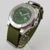 Montres-bracelets 40mm automatique montre mécanique hommes de luxe militaire vert bracelet en nylon mains lumineuses verre saphir Date homme montre-bracelet