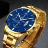 Luxe hommes Quartz en acier inoxydable affaires automatique calendrier horloge hommes mode décontracté poignet relogio masculino Y220707