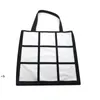 Sac fourre-tout en grille de sublimation vierge Blanc DIY Transfert de chaleur Sudoku Sacs à provisions Double côtés Gridview Sacs de rangement réutilisables Sac à main ZZB15491