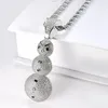 Pendant Necklaces Christmas Gift Iced Out Cubic Zirconia Snowman Stainless Steel Braided Chain Necklace Kalung HipHop Jewelry3237