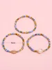 S2973 Bohemina Fashion Jewelry Strands Coloful Personality Shaped Glass Beads Bracelet Set Metal Shell Faux Pearl Beaded Bracelets 3pcs/set