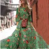 Модное элегантное богемное женское шифоновое платье с круглым вырезом и цветочным принтом, летние милые праздничные платья с большим подолом и принтом, женские платья 220514