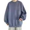 デントスウェットシャツの男性韓国ファッションソリッドカラーOネックプラスサイズシンプルな男性スウェットシャツセータートップストリートウェアL220725