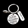 Zadzwoń świetny nauczyciel piłka nożna piłka nożna sportowa stal nierdzewna okrągła metalowa litera klawisza pierścionki dla mężczyzn Keys's Klucz