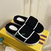 Slippers Platform Slides Beach Sandals Shoes Indoor Sneakers With Box Cotton Magic Tape Embossed Summer Black White Red Blue Women Xad