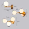 Nordiska kreativa glasboll vägglampor vardagsrummet metall väggljus mode modern säng lampdekor armatur 1/2 /3heads