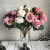 10 Heads big Artificial rose flower bouquet flores artificiales wedding home fall decorations fake flowers fleur artificielle 220524