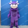 Performance Purple Cow Mascot Costume Halloween Natal Fanche Fanche Party Cartoon Personagem Toço Carnaval Unissex Adults Roup