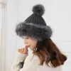 Visorlar Modaya Dönüş Kar Kapakları Sahte Kürk Kayış Soluklu Lady Beanie Kış Hat Hatvisors