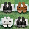 With box leather logo plaque slides Designer Sandals women shoes black white brown top summer fashion BEACH womens sneakers slide dust bag US 5-12