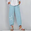 Vêtements de nuit pour femmes Fdfklak printemps été maison pantalons femmes taille élastique coton lin sommeil bas lâche pyjamas pantalon grande taille