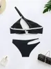 Sexy noir Bikini maillot de bain femmes évider Push Up Bikini ensemble maillot de bain pour femme Monokini maillot de bain été plage porter 220518