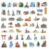 50pcs Bâtiment mondial Stickers Landmark Stickers World Travel Graffiti Kids Toy Skateboard Car Motorcycle Bicycle Sticker Sticker Wholesale