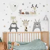 Cartoon niedliche Bärenhasen Waldtiere Sterne Wandaufkleber Löwe Hirsch Wandtattoos für Kinderzimmer Baby Kinderzimmer Schlafzimmer Wandbilder L220711