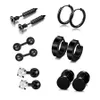 6 Paires Punk Gothique Boucles D'oreilles En Acier Inoxydable Noir Rond Barbell Croix Cerceau Diamant Boucles D'oreilles Hommes Rue Pop Hip Hop Oreille Bijoux