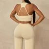 2 sztuk Kobiety Siłownia Zestaw Feamle Bez Szwu Dwuczęściowy Crop Top Biustonosz Push Up Legging Sportsuit Trening Outfit Sport Nosić ubrania Fitness 220330