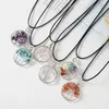 Collier pendentif rond arbre de vie 7 chakras améthystes Quartz Agates collier chaîne en cuir colliers femmes bijoux cadeau élégant