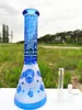 10 Pouces Triangle Bleu Elepant Crâne Narguilé Verre Bong Recycleur Tuyaux Eau Bongs Tuyau De Fumée 14 MM Bol