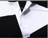 Casual camisa polo masculino verão moda homens preto e branco costurando algodão curto polo-manga polo camisa slim homens 5xl 6xl 220402