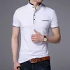 Polo moda uomo colletto alla coreana estivo slim fit tinta unita con bottoni polo traspiranti abbigliamento uomo casual D220615